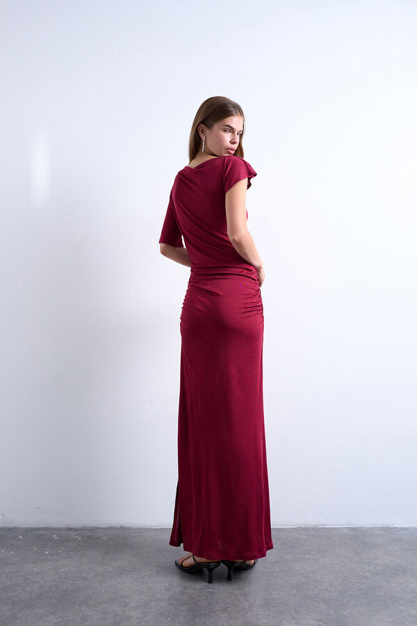 Topshop Vestido longo assim&eacute;trico de viscose vermelho