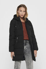 Only Abrigo acolchado largo con capucha negro