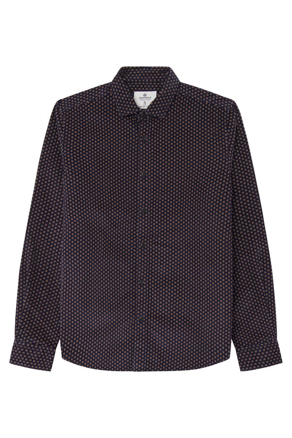 Springfield Camisa estampada micropana azul oscuro