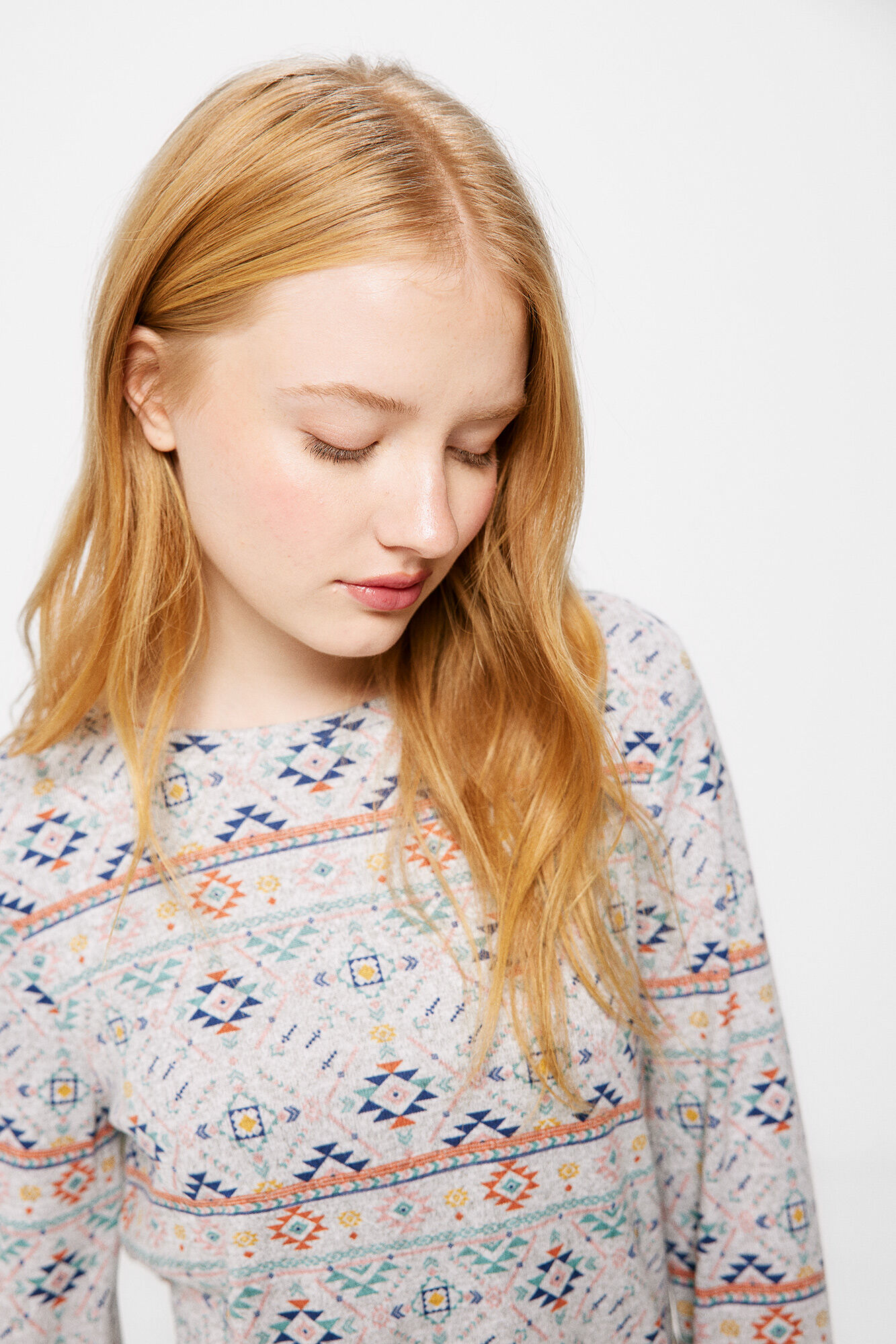 Springfield Camiseta Bimateria Punto Cortado Estampada