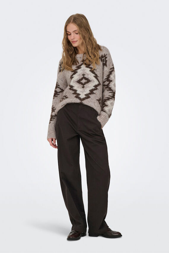 Jersey jacquard cuello redondo