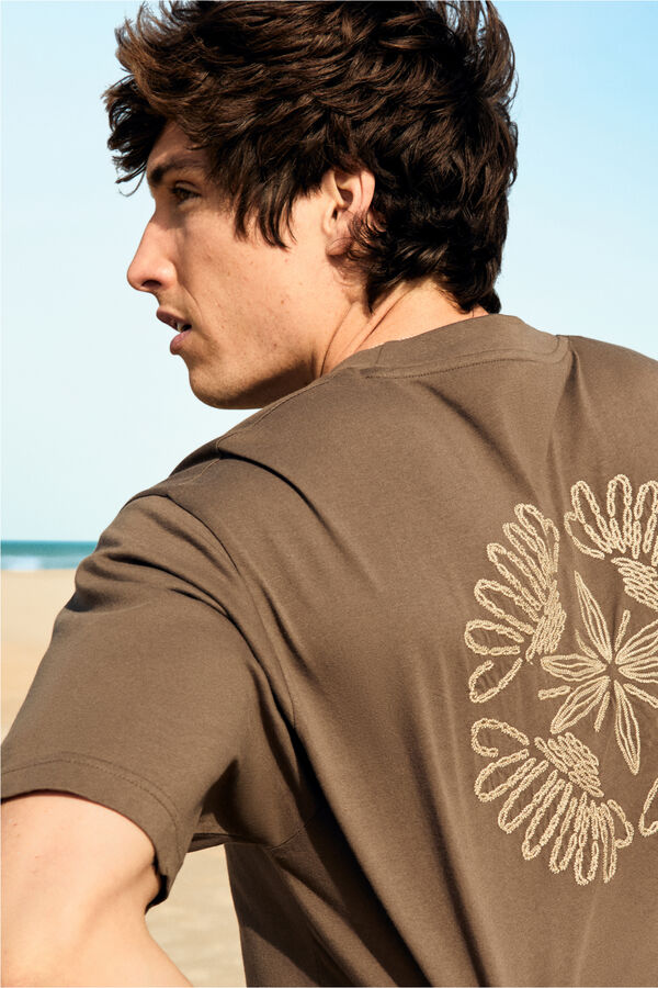 Springfield Camiseta bordada em c&iacute;rculo cru