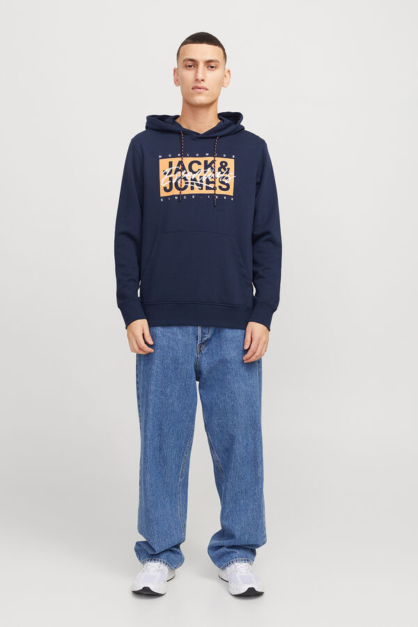 Jack & Jones Sweatshirt com capuz e ajuste padr&atilde;o azul