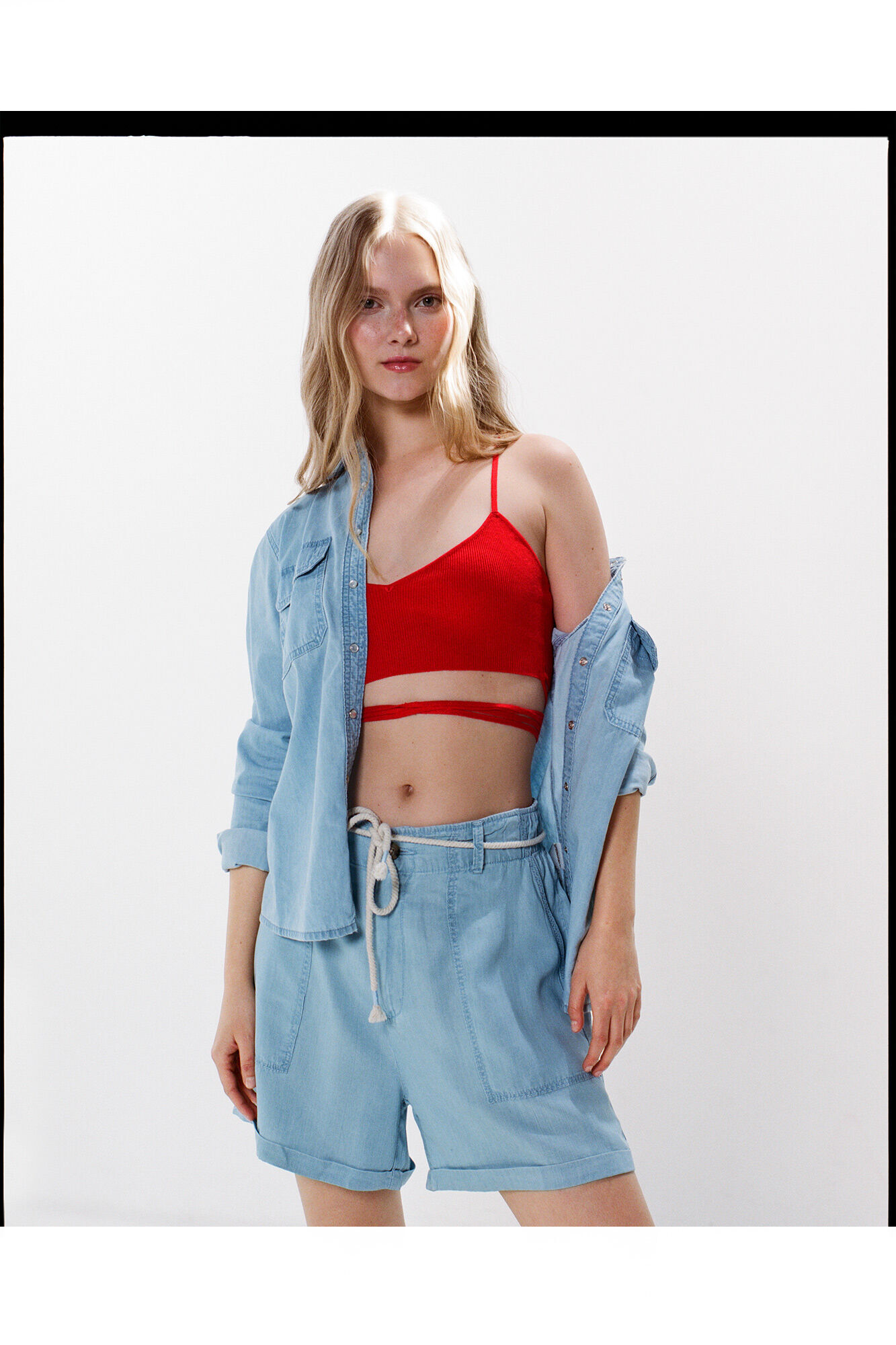 Springfield Shorts Vaqueros Tencel Cintur&oacute;n