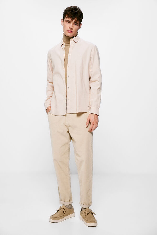 Springfield Camisa pinpoint coderas beige