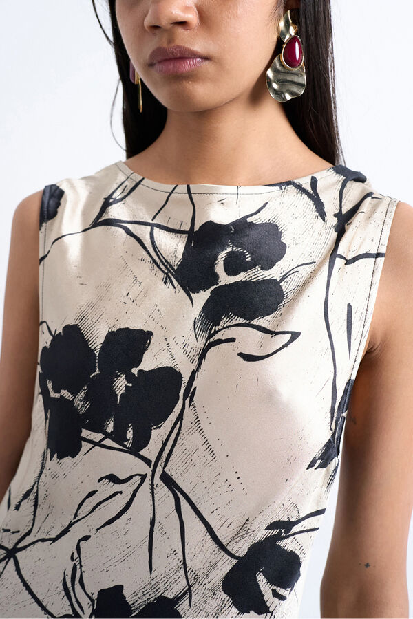 Topshop Vestido midi gola redonda e manga preto