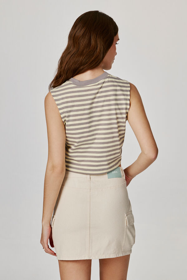 Jack & Jones Camiseta crop de rayas gris