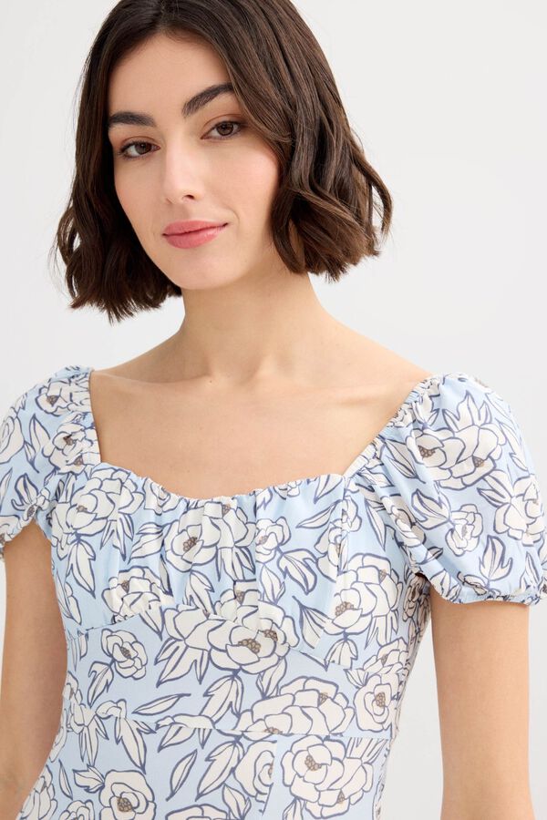 Inside Vestido midi com abertura azul
