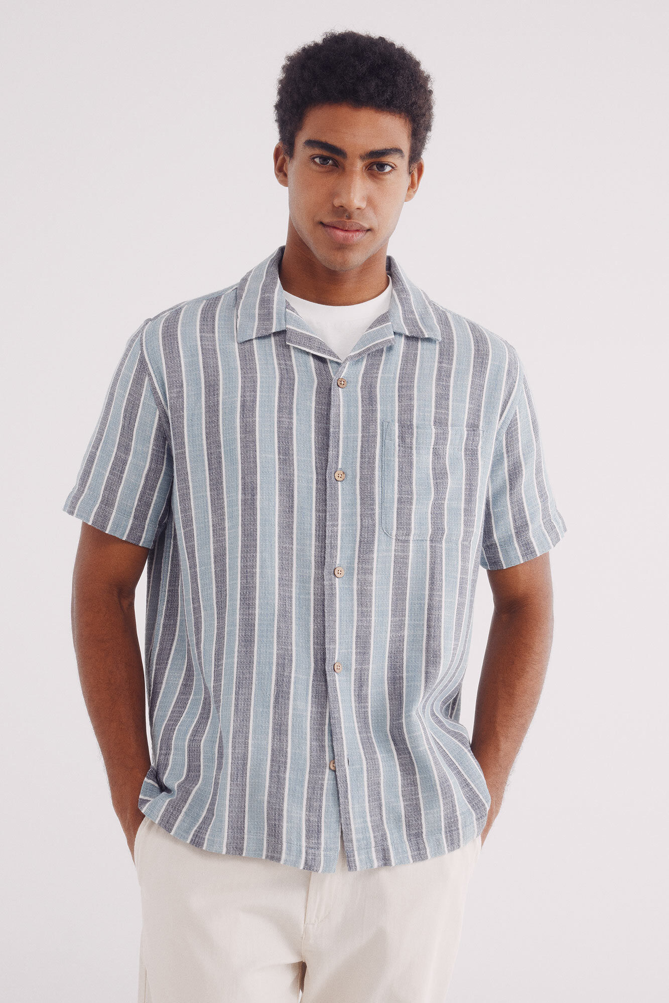 Springfield Camisa manga corta bowling rayas r&uacute;stica