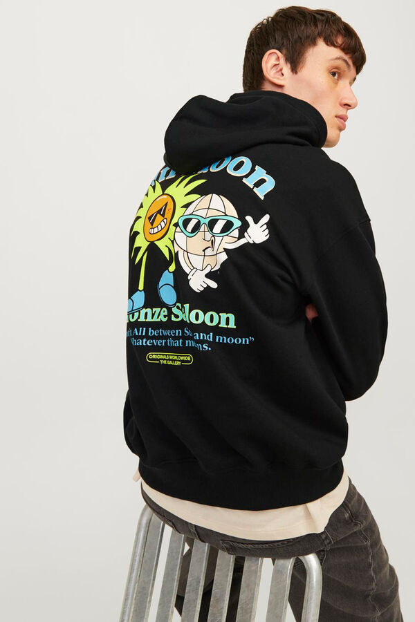 Jack & Jones Sudadera loose fit estampa negro