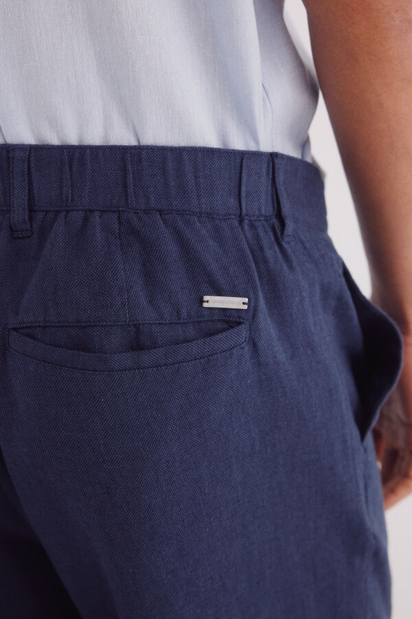 Springfield Bermuda lino slim fit azul