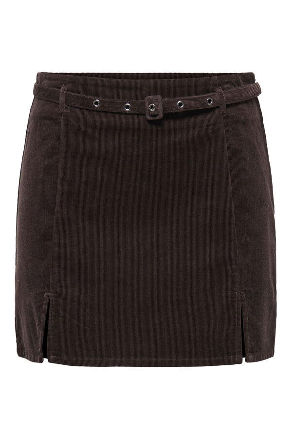Only Saia curta de veludo cotel&ecirc; castanho