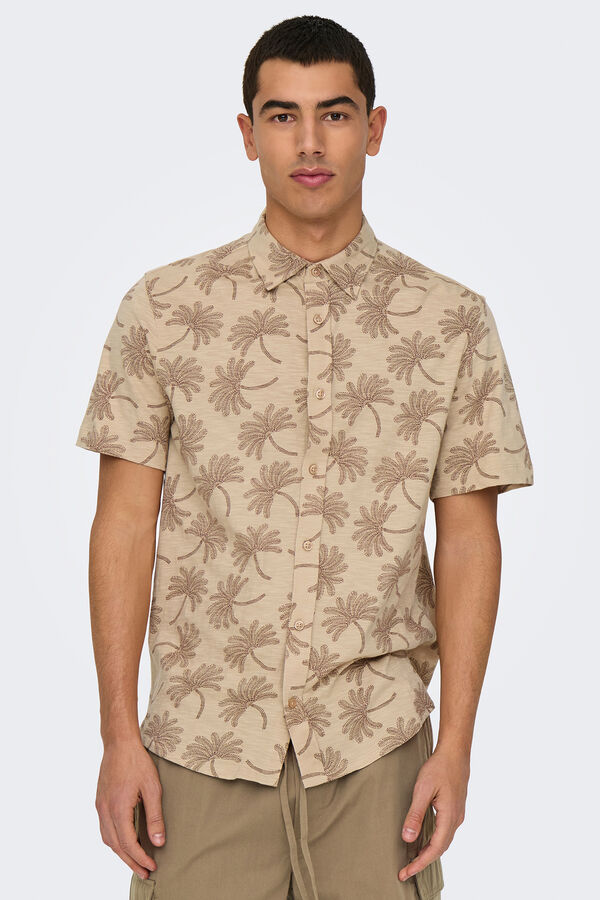 Only & Sons Camisa manga curta estampada cru