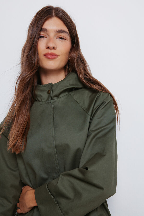 Springfield Parka de algod&atilde;o com capuz Caqui escuro