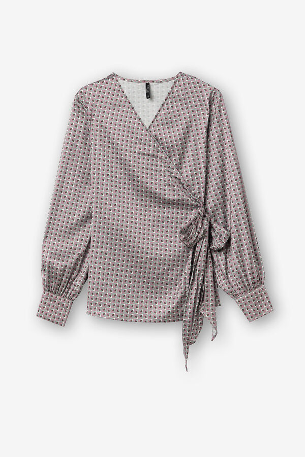 Tiffosi Blusa acetinada cruzada azul