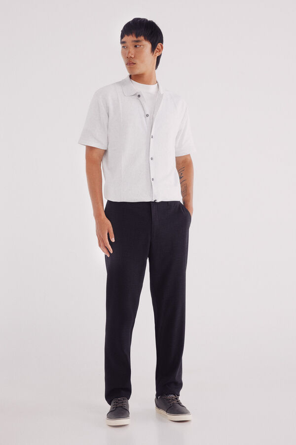 Springfield Cardigan de riscas manga curta verticalmente cinzento