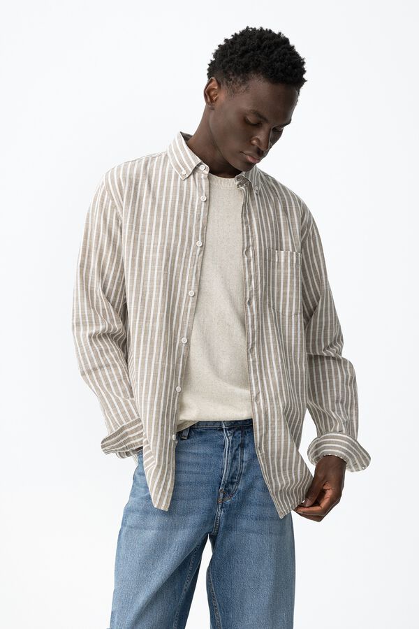 Tiffosi Camisa rayas blancas beige