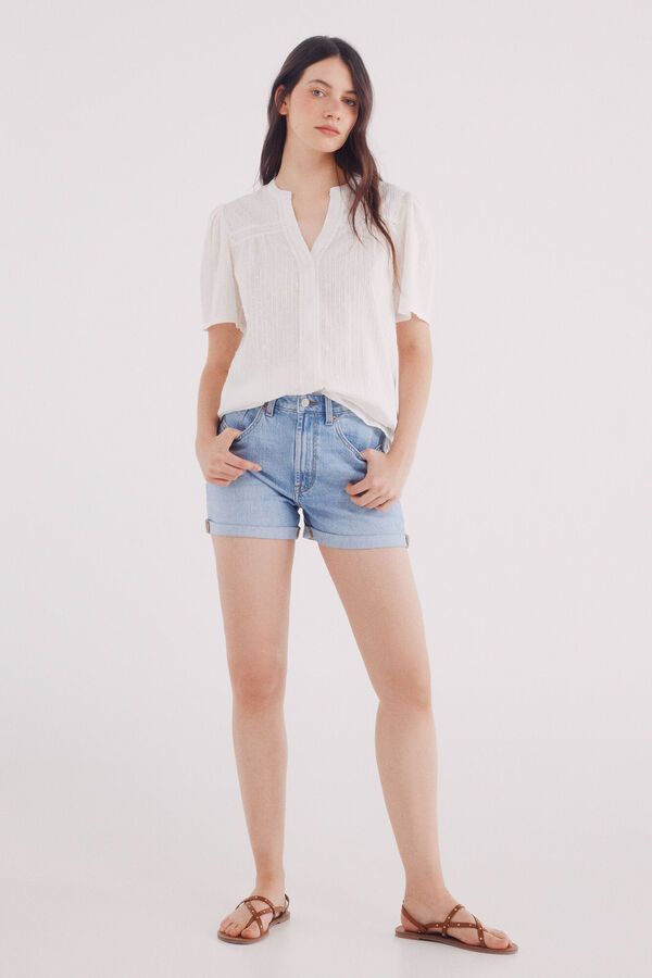 Springfield Camisa Oxford de manga curta bege