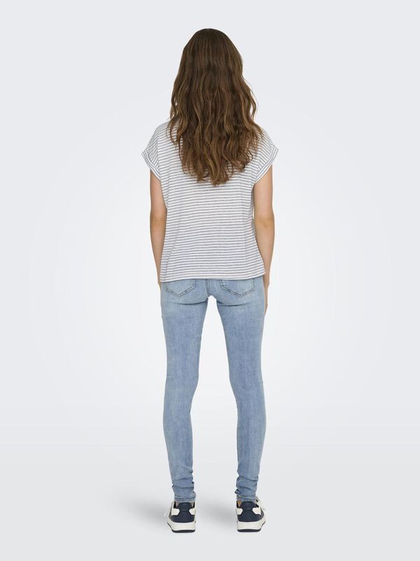 JDY T-shirt riscas manga curta branco