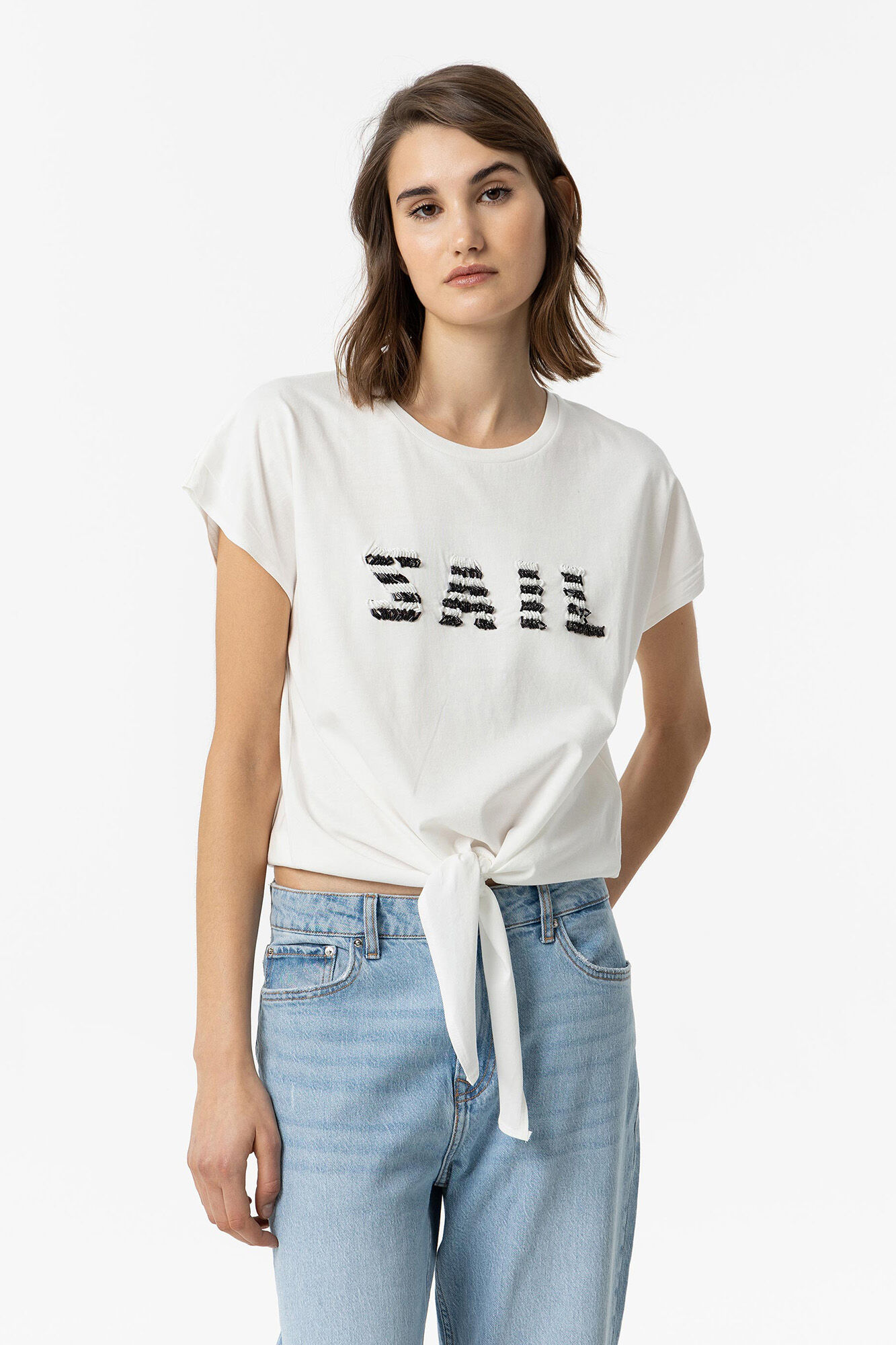 Tiffosi Camiseta con Texto y Nudo