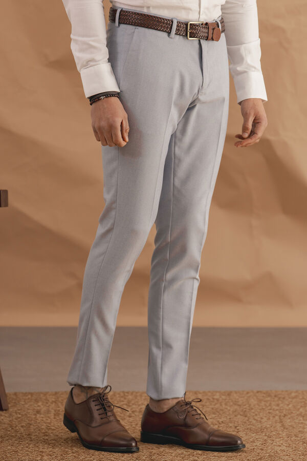 Celopman Calças de terno azul claro azul