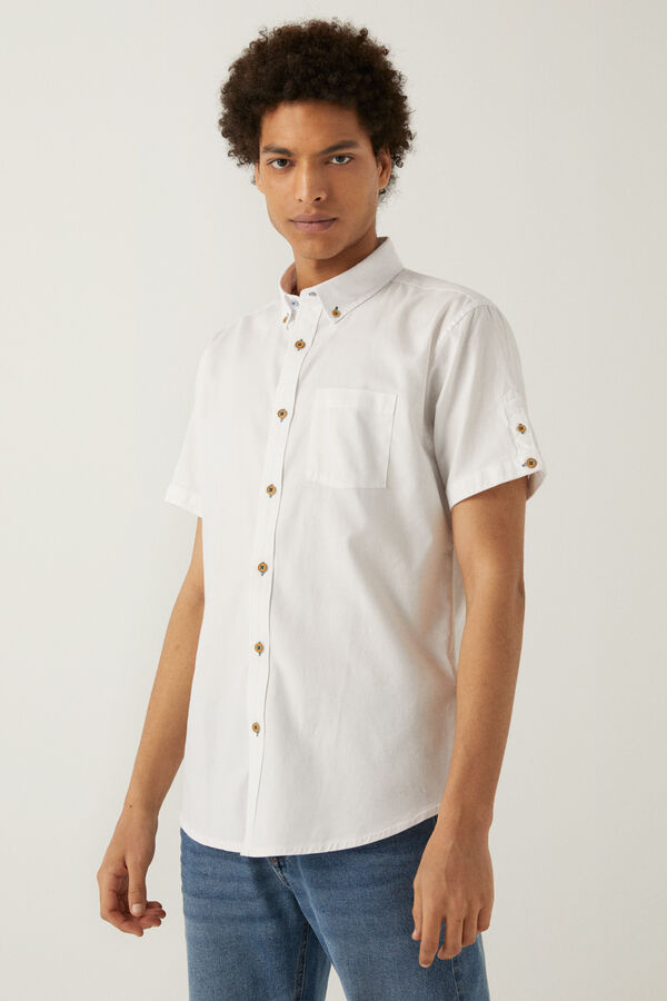 Springfield Camisa dobby manga curta branco