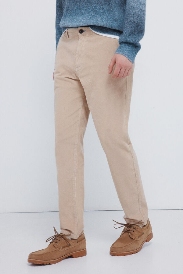 Springfield Pantal&oacute;n chino pana lavada comfort slim fit beige