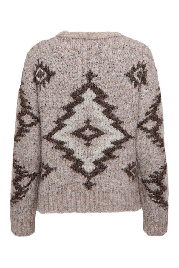 Only Jersey jacquard cuello redondo tostado