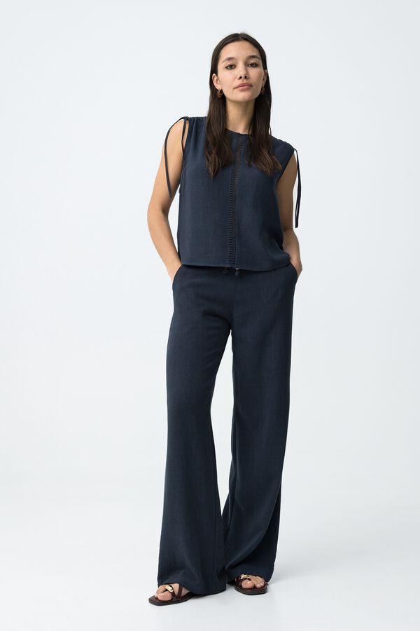 Tiffosi Pantalones wide leg azul