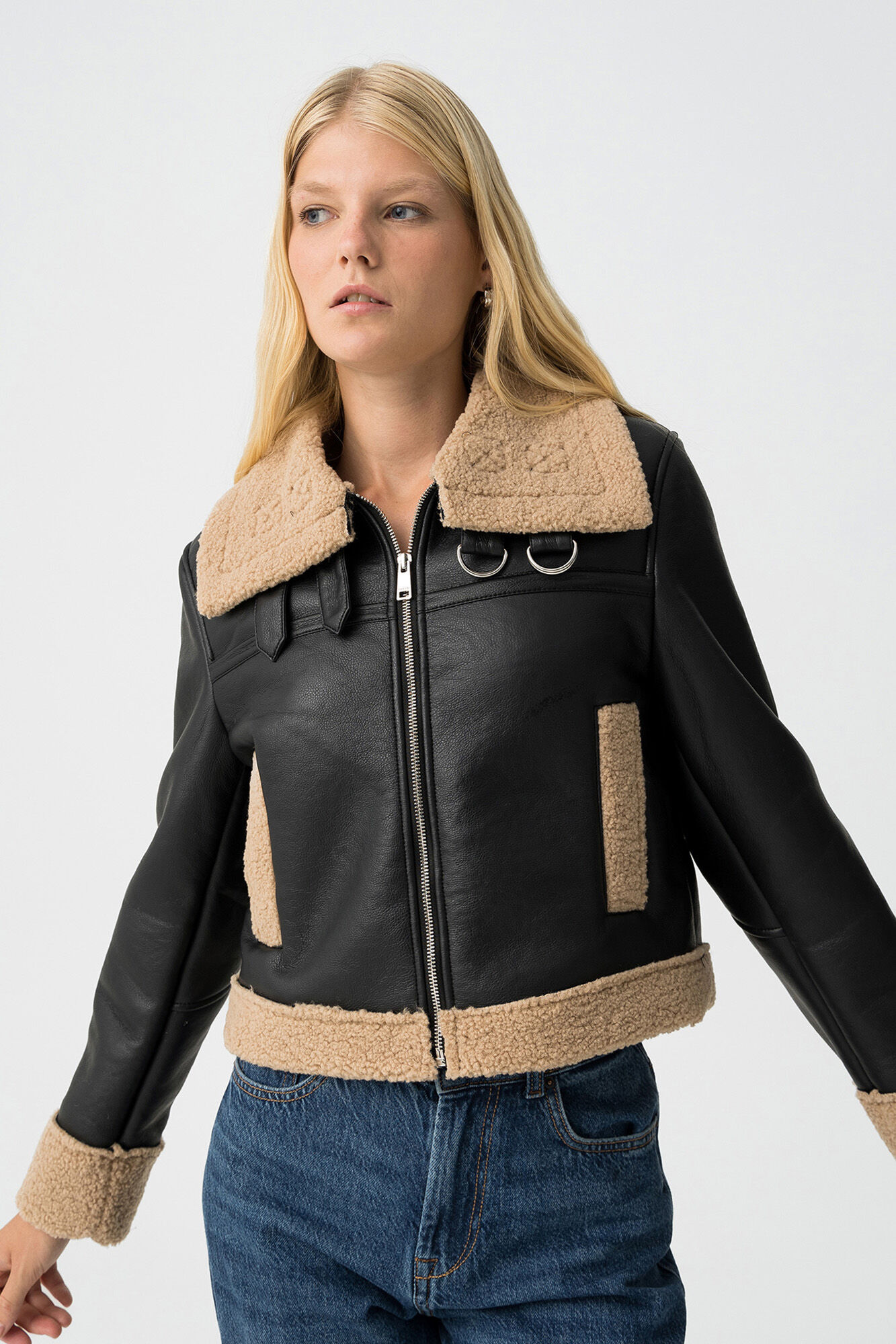 Tiffosi Sobretudo com efeito de pele combinada