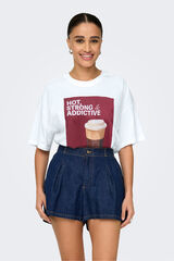 Only Camiseta dibujo frontal blanco