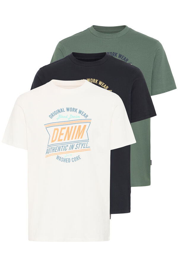 Blend Pacote com 3 camisetas de algod&atilde;o  branco