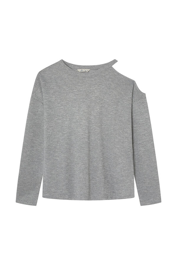 Springfield Camiseta lurex com abertura nos ombros cinzento