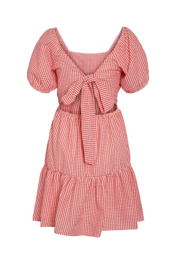 Noisy May Vestido curto com la&ccedil;ada nas costas vermelho