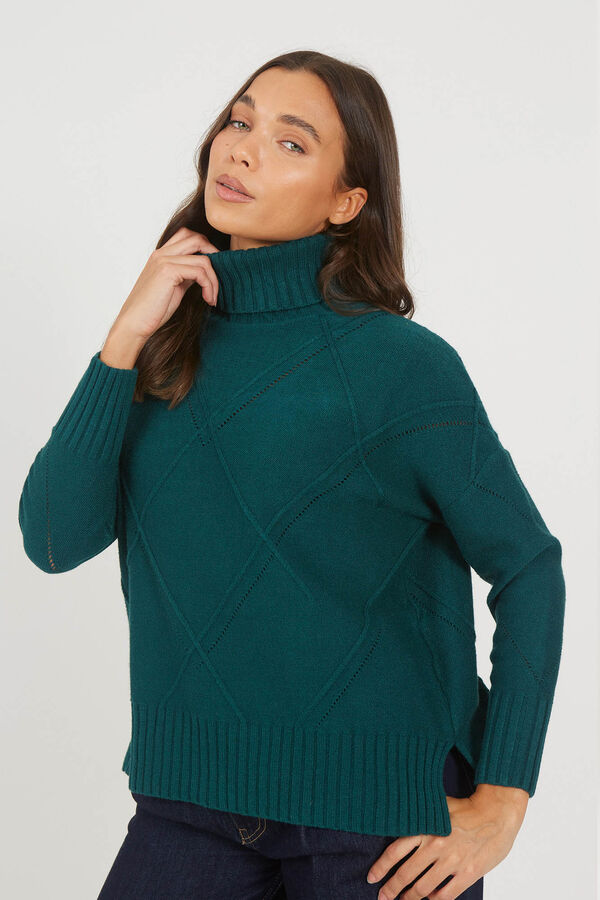 Brave Soul Su&eacute;ter malha com diamantes verde
