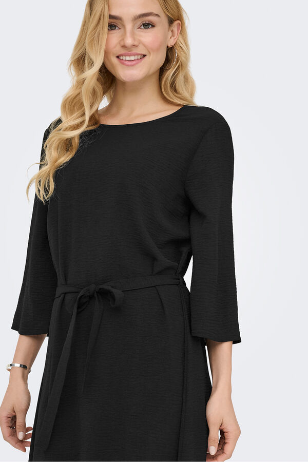 JDY Vestido midi manga 3/4 preto