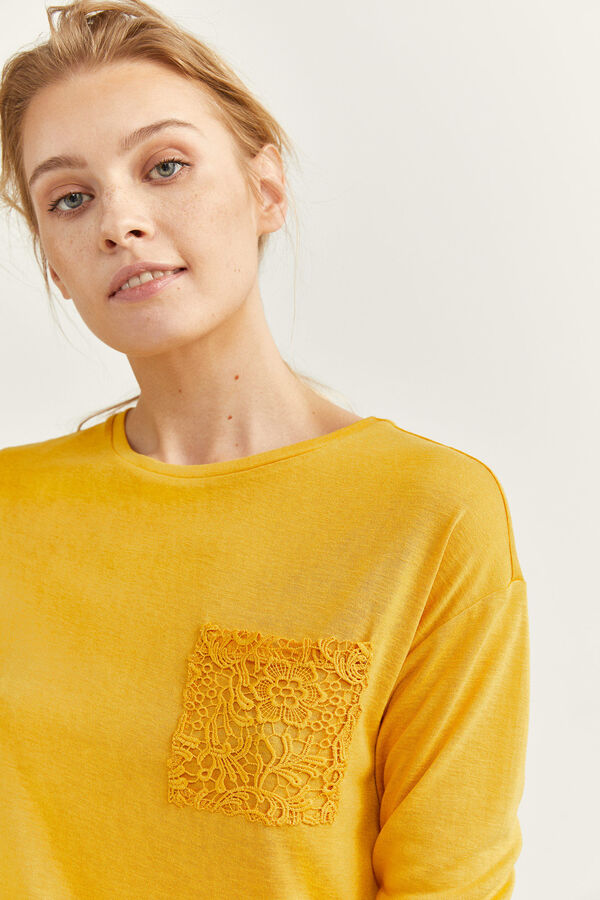 Springfield Camiseta Bolsillo Crochet amarillo
