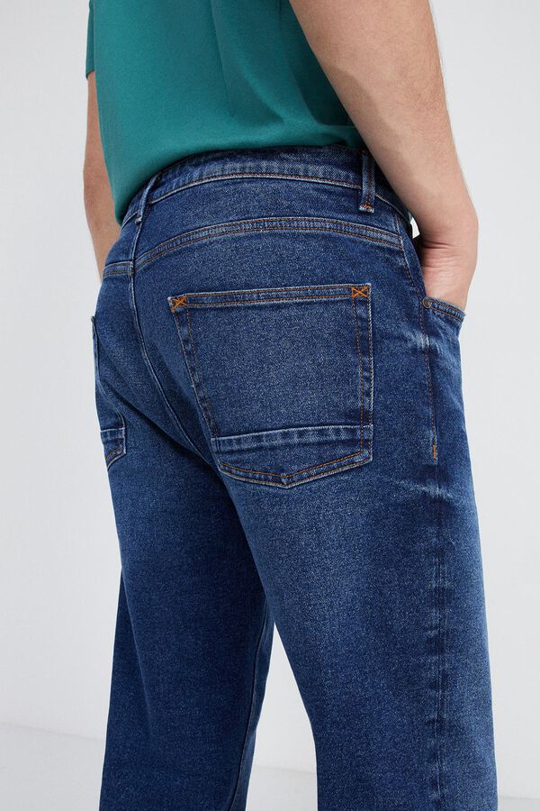 Springfield Jeans slim straight lavagem média-escura azulado