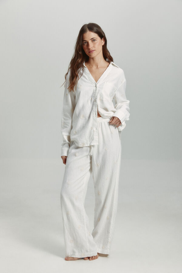 Only Calças de linho larga branco