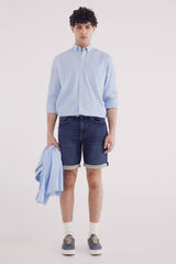 Springfield Bermuda jeans em denim escura slim fit azul