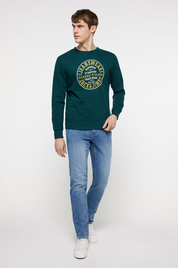 Jack & Jones Sweatshirt gola redonda print logo verde