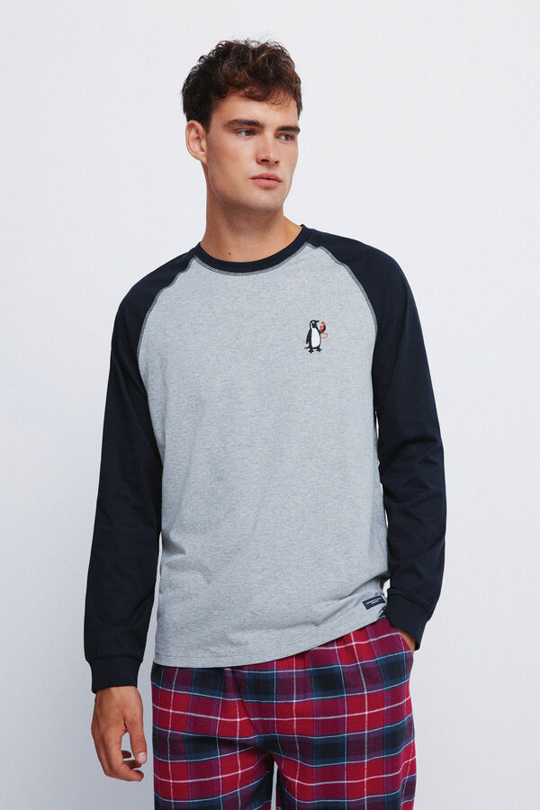 Springfield Pijama largo pantal&oacute;n cuadros azul