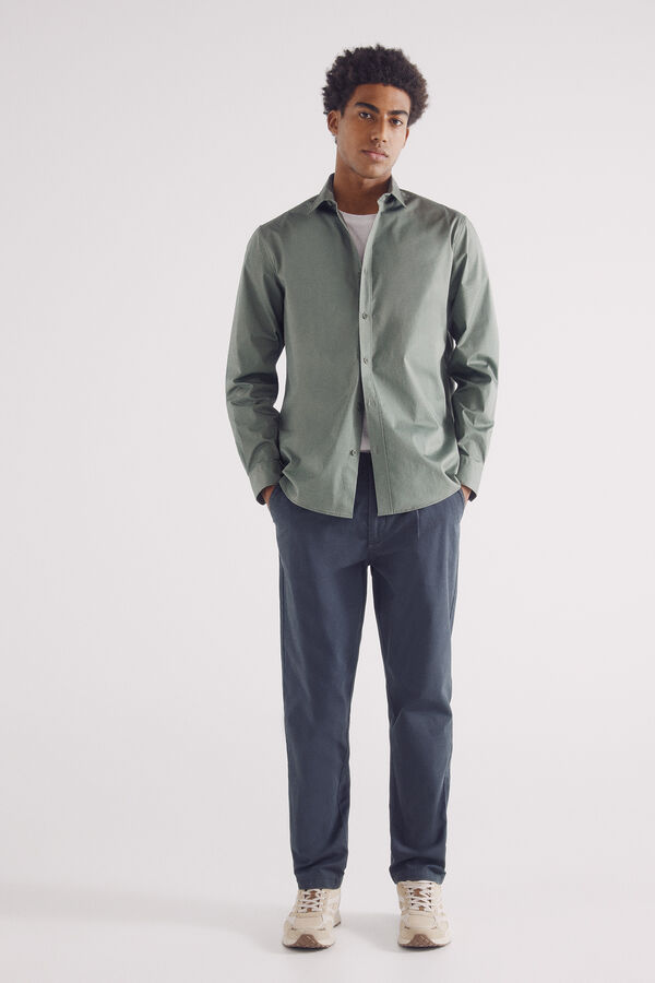 Springfield Camisa vestir elástica kaki