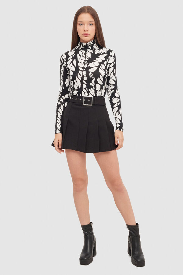 Inside Falda Mini Tablas Con Cintur&oacute;n negro