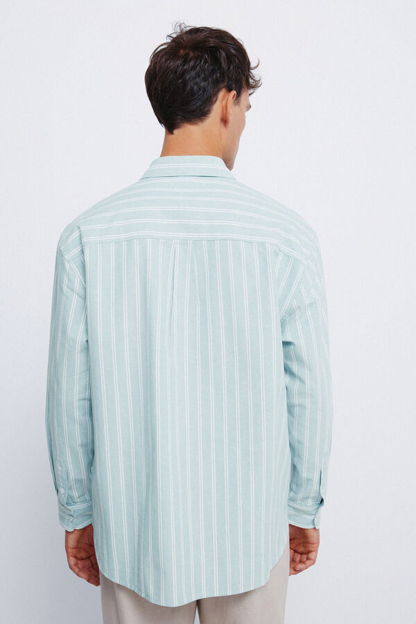 Springfield Camisa oxford rayas y bolsillos verde