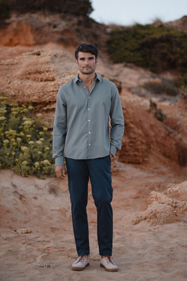 Celopman Camisa social de estrutura plana  verde