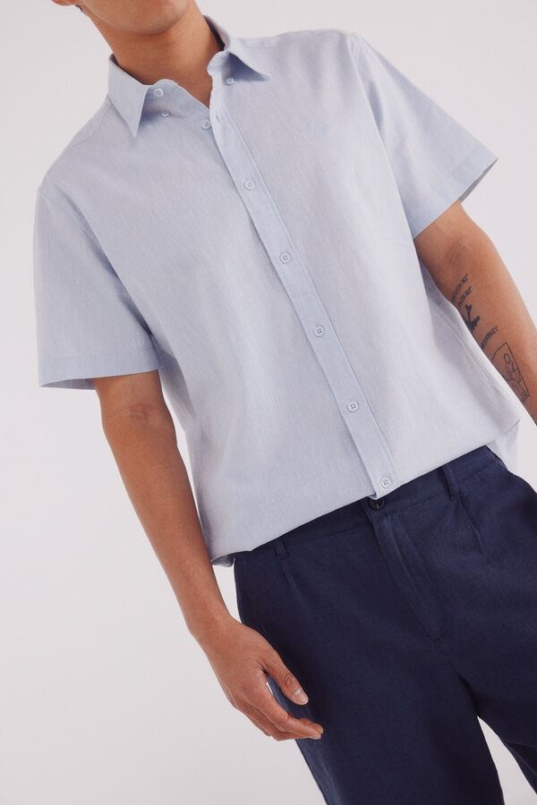 Springfield Bermuda lino slim fit azul