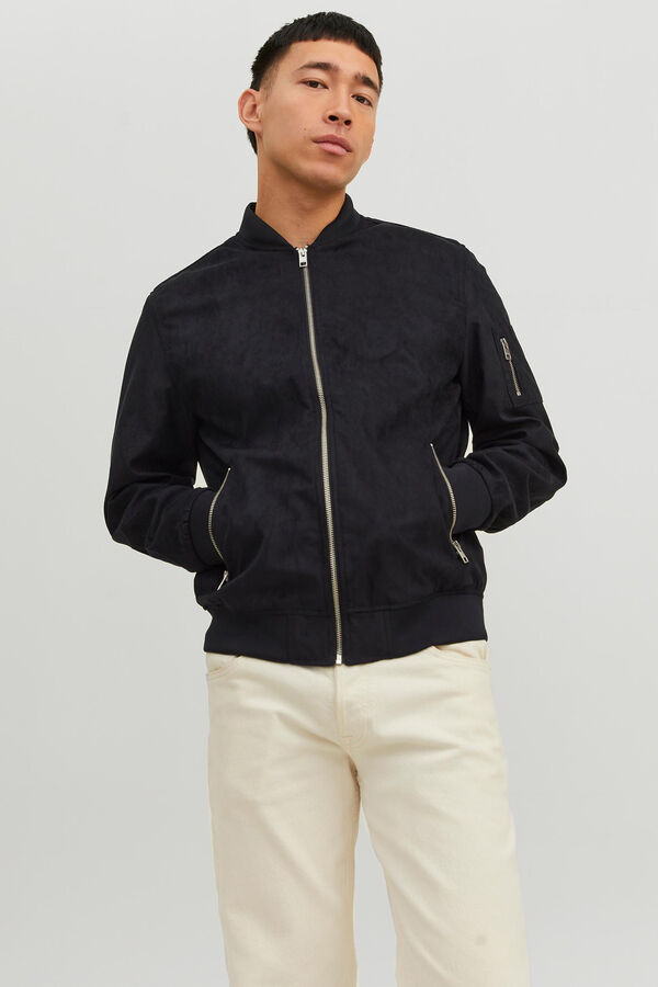 Jack & Jones Chaqueta bomber efecto piel negro