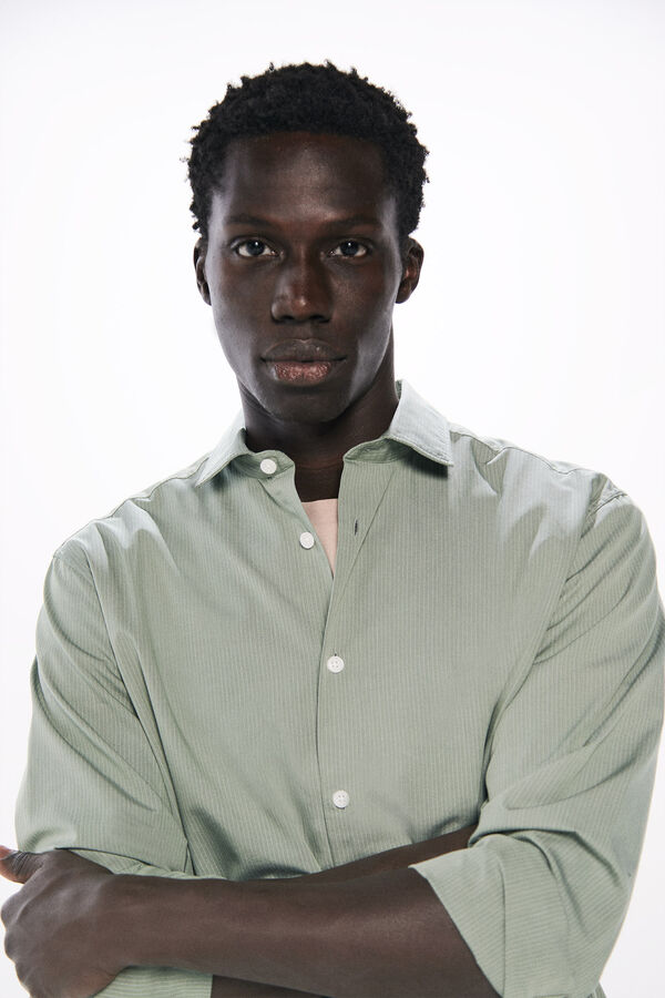 Springfield Camisa popelín rayas vestir kaki