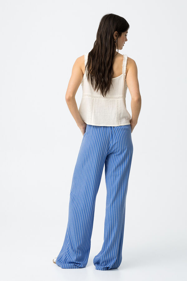 Tiffosi Calças riscas esvoaçantes azul